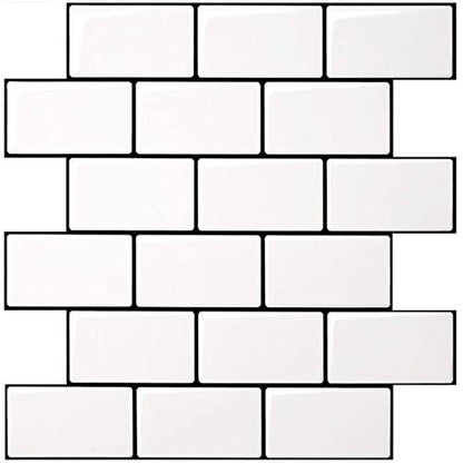 Art3d Peel and Stick Backsplash for Kitchen White Subway (10 Tiles, Thicker Design) - color: White With Black Grout