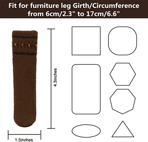 Ulalaza 32Pcs Chair Leg Floor Protectors Knitted Furniture Feet Non-Slip Wear-Resistant Noise-Reducing Chair Covers Caps Set (Brown, Acrylic, Round, Square) - color: Style 3-brown