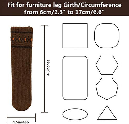Ulalaza 32Pcs Chair Leg Floor Protectors Knitted Furniture Feet Non-Slip Wear-Resistant Noise-Reducing Chair Covers Caps Set (Brown, Acrylic, Round, Square) - color: Style 3-brown