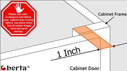 Berta 2-Pack, 1 inch Overlay Soft Closing Face Frame Cabinet Hinges, 105 Degree 6-Ways 3-Cam Adjustment Concealed Kitchen Cabinet Door Hinges with Screws (1 inch, 2 Pieces) - size: 1 In. Overlay | 2 Pieces