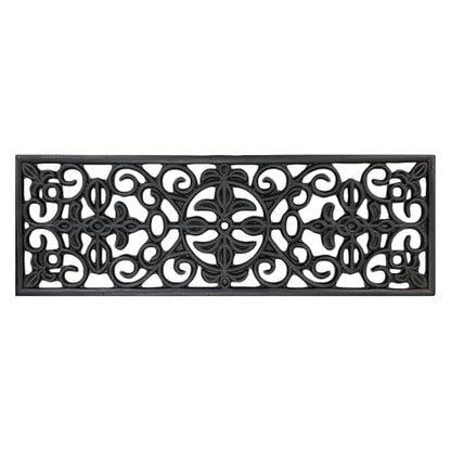 Ottomanson Outdoor Rubber Stair Treads – Scroll Classic Heavy-Duty Non-Slip Stair Mats – Best Grip on Concrete, Brick & Textured Step – Fastening Recommended for Wooden & RV Steps, Pack of 5 - color: Black Scroll Classic