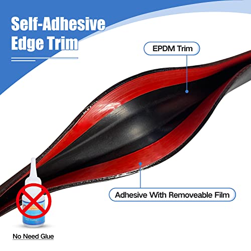Rubber Edge Trim, Self-Adhesive U Channel Edge Trim, U Shaped Edge Protector for Glass, Mirror, Plywood, EPDM Material, Slot Width 1/4"(6.4mm), Length 10 Ft, Black - size: Fit 1/4"- L10'