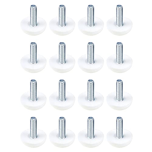 Antrader 16 Pack M6×18mm Furniture Lvelers,Table Leg Levelers,Levelling Foot Screw on Furniture Glides Foot Adjuster Mini Adjustable Feet, 23mm Base Diameter,White - color: White, size: M6×18mm