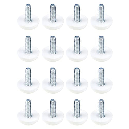 Antrader 16 Pack M6×18mm Furniture Lvelers,Table Leg Levelers,Levelling Foot Screw on Furniture Glides Foot Adjuster Mini Adjustable Feet, 23mm Base Diameter,White - color: White, size: M6×18mm