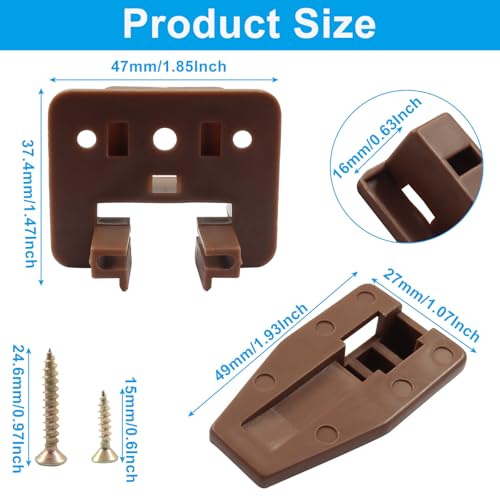 Waziaqoc 5 Set Brown Plastic Replacement Drawer Guides, Slides Drawer Replacement Part Guides, for Dresser and Nightstand Drawer Repair with Kenlin Rite Trak 1 System