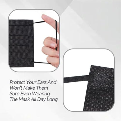 Jointown Disposable Face Mask - 3 Ply Protection Face Masks, 50 Pack Black - color: Black