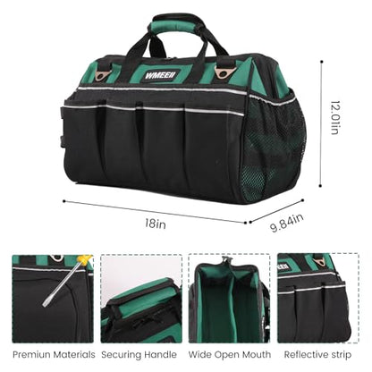 18-Inch Heavy Duty Tool Bag, 24-Pocket Empty Tool Bag Organizer,1680D Oxford Portable Tool Bags for Men,Soft Handle Large Zipper Toolbag for HVAC Craftsmen Contractors Carpenter