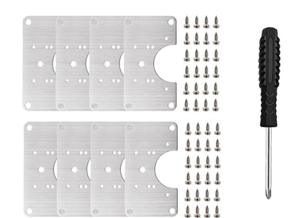 8 Piece Hinge Repair Kit - Cabinet Hinge Repair Plate Stainless Steel Door Hinge Repair Kit for Kitchen Cabinet Hinge Repair Brackets with Mounting Screws and Screwdriver (8) (8, 3.5"x2") - size: 3.5"x2"