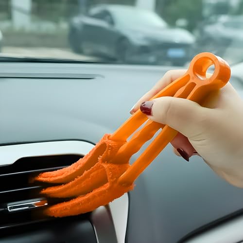 4 PCS Blind Cleaner Duster Tool, 7 Finger Handheld Window Shutters Duster with 3 Arm Cleaner Brush, Washable Mini Blinds Dust Cleaning Tools for Car Air Conditioner Vent - color: 4 Pcs