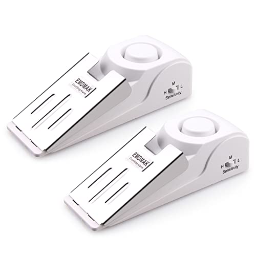 EMDMAK Door Stop Alarm with 120DB Siren Door Stop for Home & Travel (White) (Pack of 2) - color: White, size: 2 Pack