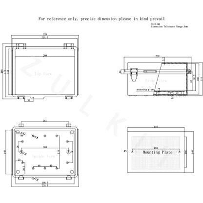 Zulkit Junction Box,IP67 Waterproof Electrical Box Hinged Cover Stainless Steel Latch Plastic Enclosure for Project with Mounting Plate Wall Bracket and 2 Cable Gland Grey 8.7"x6.7"x4.3"/220x170x110mm - color: Grey Cover, size: 8.7"x6.7"x4.3"