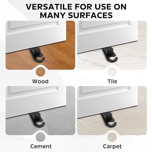 24-Pack Rubber Door Stoppers, Wedge Door Stoppers Stackable with Hook for Wood, Tile, Carpet, and Concrete Floors, for Home, Office, School, and Hotel Use, Black