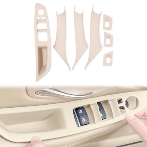 7pcs No-Remove Interior Door Pull Handle Sticky Cover for BMW 5 Series F10/F11 520,523,525,528,530,535 (2010-2016) Fits Driver & Passenger Side Window Switch Armrest Panel (Beige) - color: Beige