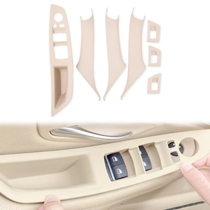 7pcs No-Remove Interior Door Pull Handle Sticky Cover for BMW 5 Series F10/F11 520,523,525,528,530,535 (2010-2016) Fits Driver & Passenger Side Window Switch Armrest Panel (Beige) - color: Beige