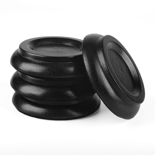 Upright Piano Caster Cups,Premium Quality Hardwood Piano Caster Pads Furniture Leg Pad Set of 4,with Non-Slip Moisture-Proof& Anti-Noise Felt Pads for Hardwood Floor Protectors ((Hardwood-Black) - color: Hardwood-black