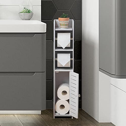 TUOXINEM Small Bathroom Storage with Dual Rods, Over The Toilet, Slim Toilet Paper Storage with 4 Tier Design, Fit Mega Roll (White) - size: 30 inches H (with 2 Rollers)