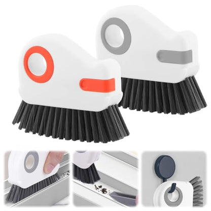 2 in 1 Groove Cleaning Brush, Window Track Cleaning Tools, Multifunction Window Track Cleaner with Hard Bristle and Hidden Scraper, Crevice Brush for Sliding Door Track, Window Seal, Sill (Max) - color: Max
