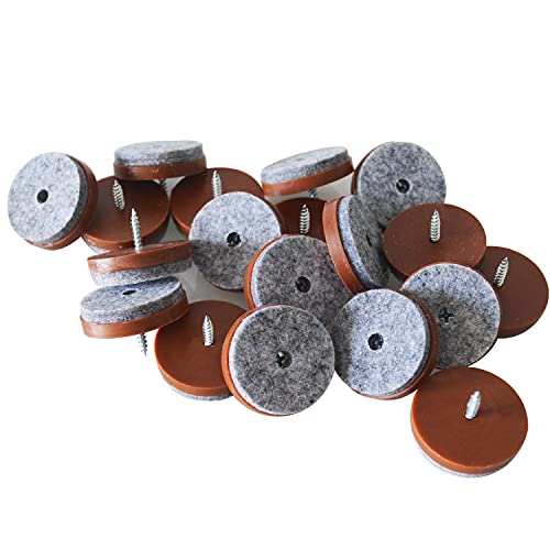 1-1/2 Inch Screw-in Felt Pads - 40pcs Furniture Chair Table Glides Pad Floor Protectors for Wooden Legs Feets, Brown - color: Brown, size: 1-1/2 Inch