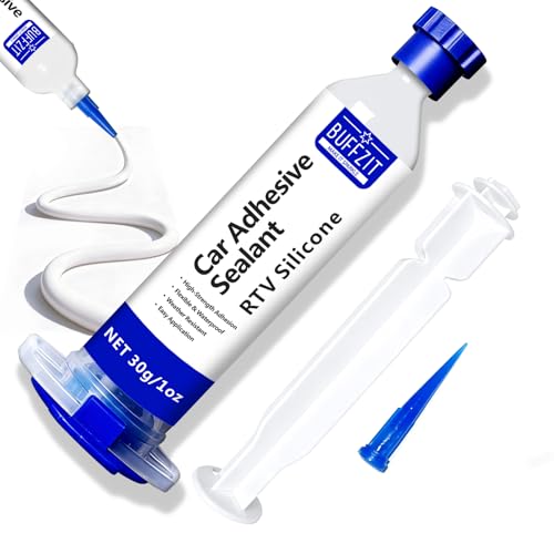 Silicone Sealant RTV 100% Silicone Waterproof Sealant – All-Purpose Caulk for Car, Kitchen, Window, Bathroom, Door – High Strength, Anti-Shrink & Crack (White, 30g/1oz) - color: White