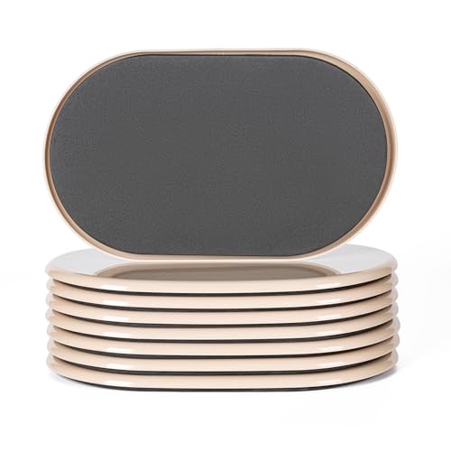 Furniture Sliders, Furniture Sliders Pads for Hardwood Floors, Chair Legs Floors Protectors, Reusable Round Glides Glider, Heavy Duty Furniture Movers Sliders (8 Pcs, 5 3/4inch x 9 1/2inch，Beige) - size: 9 1/2" Oval-8 Pack Beige