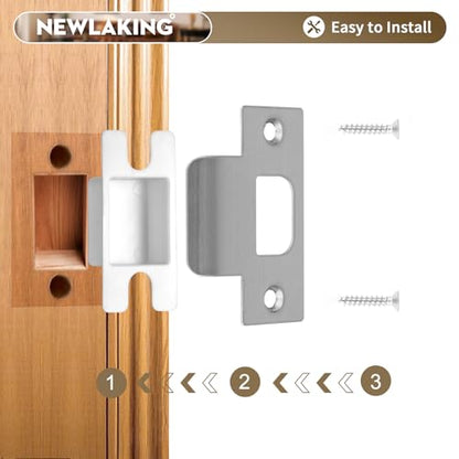 T-Shape Satin Nickel Door Strike Plate for Door Frame Repair Kit, 2-1/8'' Hole Spacing, 1 Pack - color: Satin Nickel