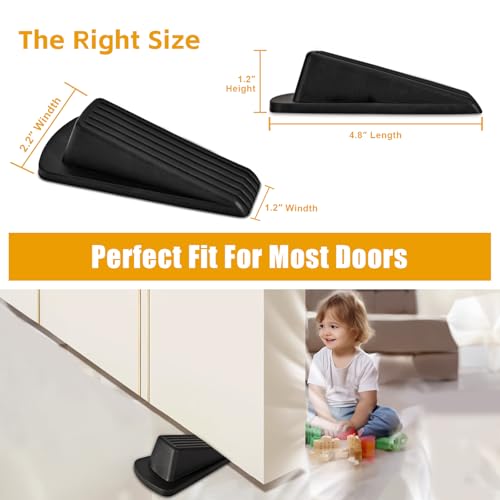 2Pcs Door Stoppers for Bottom of Door, Premium Rubber Door Stopper Wedge, Tile Wood Floors Sturdy Door Stoppers
