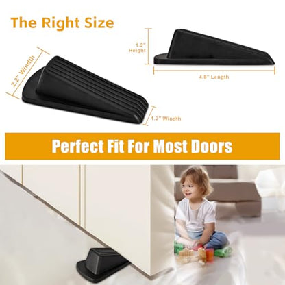 2Pcs Door Stoppers for Bottom of Door, Premium Rubber Door Stopper Wedge, Tile Wood Floors Sturdy Door Stoppers