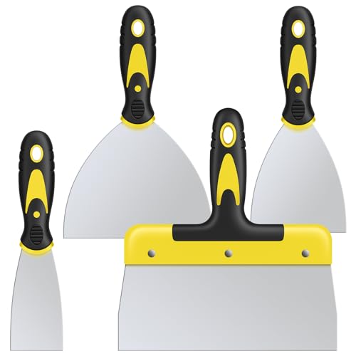 DEKEones Putty Knife Set, 4PCS Stainless Steel Scraper Paint Tool with Comfortable Grip for Drywall Repair, Wallpaper Removal and Plaster Scraping(2,4,6,8in)