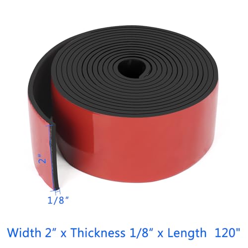 HooTown Adhesive Solid Rubber Strips, 2” Wide x 1/8" Thick x 120" Long Self Neoprene Rubber Sheets Rolls with Adhesive Backing for DIY Gaskets, Pads, Sealing, Liner, Weather Striping, Seals, Red - color: 1/8" Thick Adhesive, size: 2” W x 120" L