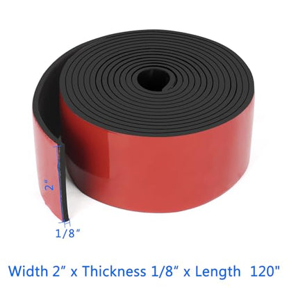 HooTown Adhesive Solid Rubber Strips, 2” Wide x 1/8" Thick x 120" Long Self Neoprene Rubber Sheets Rolls with Adhesive Backing for DIY Gaskets, Pads, Sealing, Liner, Weather Striping, Seals, Red - color: 1/8" Thick Adhesive, size: 2” W x 120" L