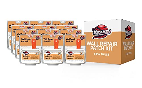 Kraken Bond Drywall Patch Repair Kit - (12x8 fl.oz.) Easy to Use Wall Patch Repair Kit for Drywall Hole & Cracks, Includes Aluminum Self-Adhesive Patch, Grit Sandpaper, Plastic Putty Knife, 12 Pack - size: 12 Pack