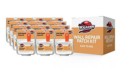 Kraken Bond Drywall Patch Repair Kit - (12x8 fl.oz.) Easy to Use Wall Patch Repair Kit for Drywall Hole & Cracks, Includes Aluminum Self-Adhesive Patch, Grit Sandpaper, Plastic Putty Knife, 12 Pack - size: 12 Pack