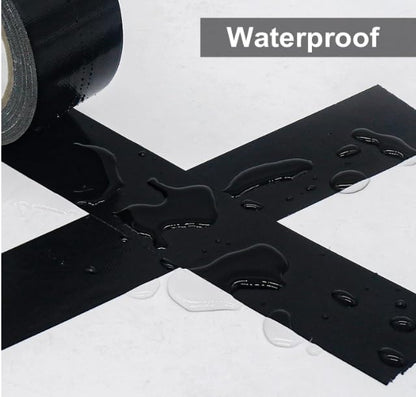 Firmentape] Heavy Duty Cloth Waterproof Tape 2" x50ft, Fiberglass Reinforced for Roofing/Pipes, Butyl Rubber Adhesive - Weatherproof & UV Resistant (Black) - color: black out