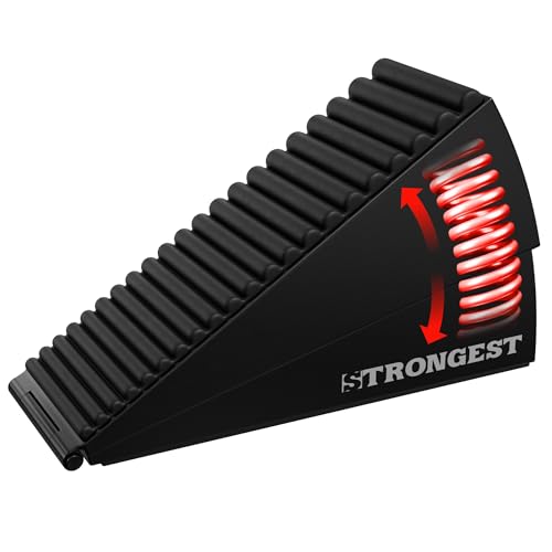 Strongest Home XL Adjustable Door Stopper with Spring – Heavy Duty Wedge for Oversized, Thick & Heavy Doors, Anti-Slip Rubber Grip, for Commercial, Home & Outdoor Use on Carpet, Wood & Tile - Black - color: Spring Black, size: 1 Pack