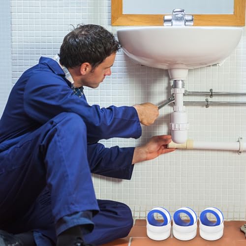 150 Rolls Teflon Tape 1/2 x 520 in Thread Seal Tapes Plumbers Waterproof Sealant Plumbing Tape for Water, Gas, Oil, Most Chemicals, Hydraulic and High Pressure Lines