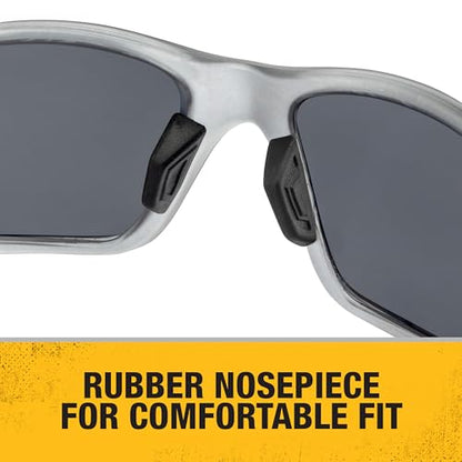 DEWALT DPG112-2D Miter™ Premium Vented No-Slip Safety Glasses – Smoke Lens – Vented Frame & Lenses – Rubber Temples & Nosepiece – 1 Pair - color: Gray/Yellow / Smoke, size: One Size