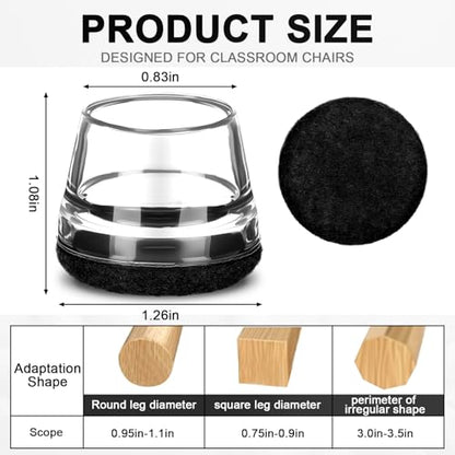 Chunful 32 Pcs Chair Leg Floor Protectors TPE Classroom Chairs & Desks Leg Covers with Quiet Felt Sliders Prevent Floor Scuffs & Scratches Desks Foot Caps Pads Teacher Classroom Supplies (Black) - color: Black