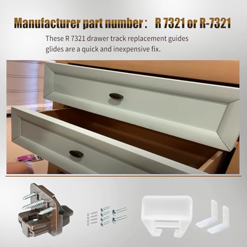 11 Set R 7321 Track Guide and Glides Replacement,Drawer track guide kit Compatible with Kenlin Rite Trak 1 system, Drawer Hardware to repair Furniture for Dressers, Hutches & Nightstand Drawer Systems