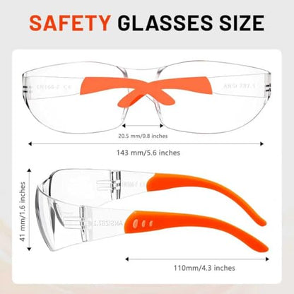 Salfboy Anti Fog Wraparound Safety Glasses Bulk, ANSI Z87.1 Certified for Construction, Yard Work, Laboratories - style: Orange Leg