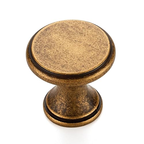 Ravinte 10 Pack Antique Brass Kitchen Cabinet Knobs, Solid Antique Brass Pulls Zinc Handles Simple Drawer Cabinet Hardware for Cupboard Drawer Knobs - color: Antique Brass