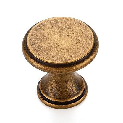 Ravinte 10 Pack Antique Brass Kitchen Cabinet Knobs, Solid Antique Brass Pulls Zinc Handles Simple Drawer Cabinet Hardware for Cupboard Drawer Knobs - color: Antique Brass
