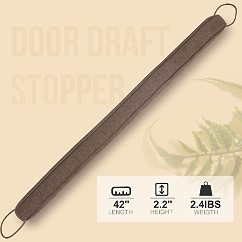 KAKICLAY 42" Weighted Draft Stopper for Bottom of Doors and Windows, Heavy Duty Sound Proof Door Draft Guard Door Soundproofing Under Door Noise/Air/Wind Blocker, 2.4Lbs - size: 42"