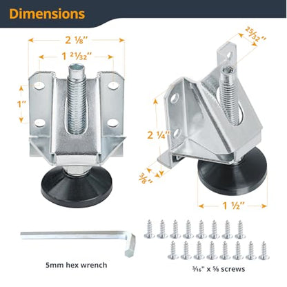 POWERTEC Leveling Feet 4PK, Heavy Duty Adjustable Furniture Leg Levelers with Nylon Foot, Screws & Lock Nuts for Workbenches, Cabinets, Tables & Shelving (71136) - size: Set of 4, style: Leg Leveler