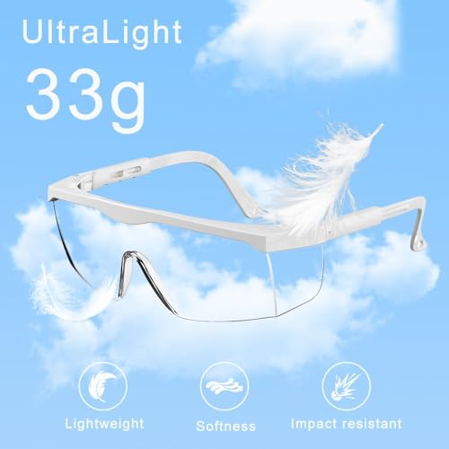 Safety Glasses Anti-fog Clear Safety Goggles Eye Protection Safety Goggles AdjustableTemples,High Transmission, Lightweight & Comfortable Lightweight Protective Glasses. - color: 5 Pcs for White