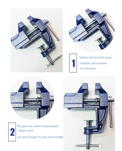 MYTEC Mini Table Clamp, 2.4" blue, Small Bench Vice, Upgraded cast steel manufacturing Jewelers Hobby Clamps Craft Repair Tool Portable Work Bench Vise - style: Mini 2.4" blue