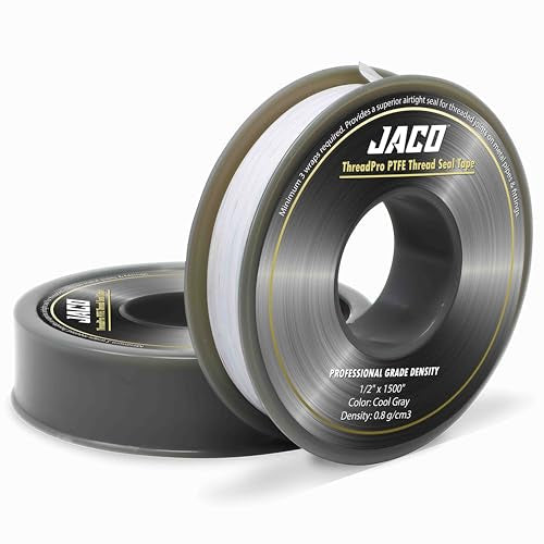 JACO ThreadPro High-Density Thread Seal Tape - 1/2" x 125 ft. (Mega Roll) | Professional PTFE Pipe Sealant | Plumbers Tape (2-Pack) - size: 1/2" x 125 ft (2-Pack)