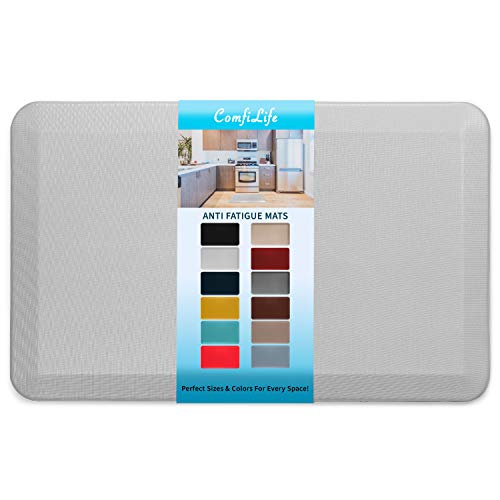 ComfiLife Anti Fatigue Floor Mat – 3/4 Inch Thick Kitchen Mats for Floor, Standing Desk Mat, Kitchen Rug – Comfort at Home, Office – Durable – Stain Resistant – Non-Slip Bottom (20" x 32", Silver) - color: Silver, size: 20" x 32"