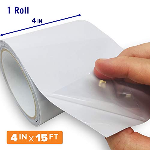Better Boat White Waterproof Tape for Leaks Heavy Duty Marine Grade Seal Tape, 15 ft x 4 in, Shower, Pool, RV, Roof Patching and Sealing - color: White