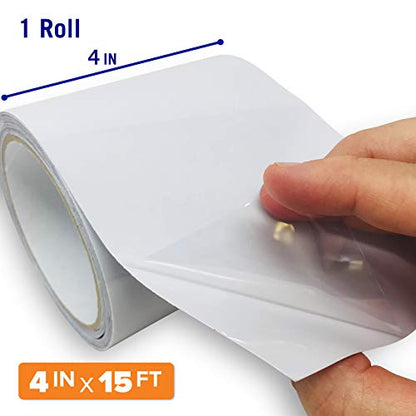 Better Boat White Waterproof Tape for Leaks Heavy Duty Marine Grade Seal Tape, 15 ft x 4 in, Shower, Pool, RV, Roof Patching and Sealing - color: White