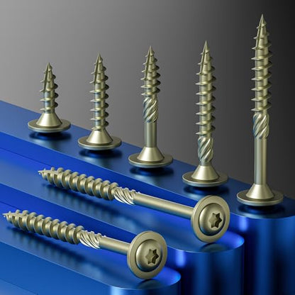 Wensilon (1 lbs)#8 x 1 Yellow Lag Screws, Structural Wood Screw, Heavy Duty Construction Screw, Rust Resistant, Washer Head, Black Coated Exterior Wood Screws, Star Drive with Bit - color: Yellow, size: #8 x 1"